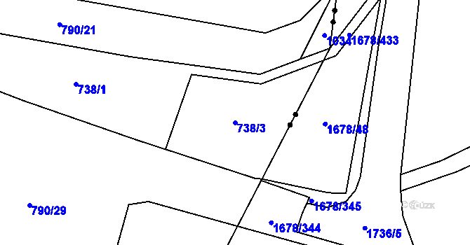 Parcela st. 738/3 v KÚ Hodolany, Katastrální mapa