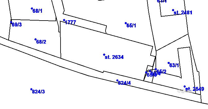 Parcela st. 2634 v KÚ Hodolany, Katastrální mapa