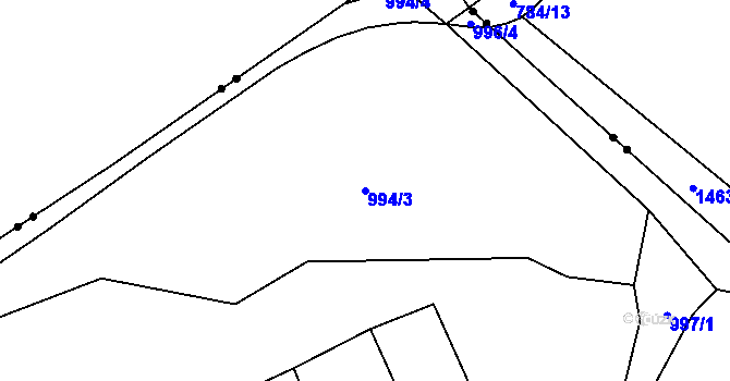 Parcela st. 994/3 v KÚ Hodolany, Katastrální mapa