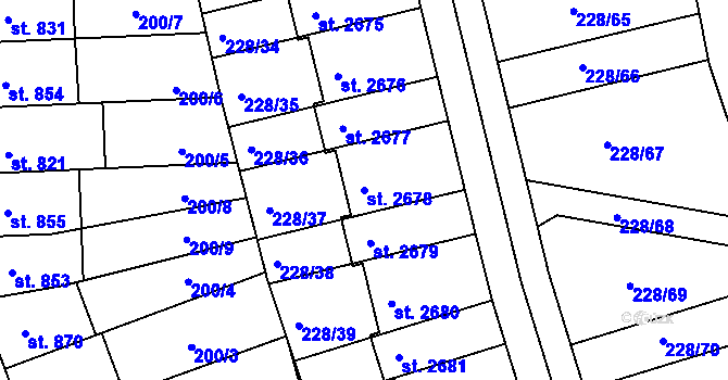 Parcela st. 2678 v KÚ Hodolany, Katastrální mapa