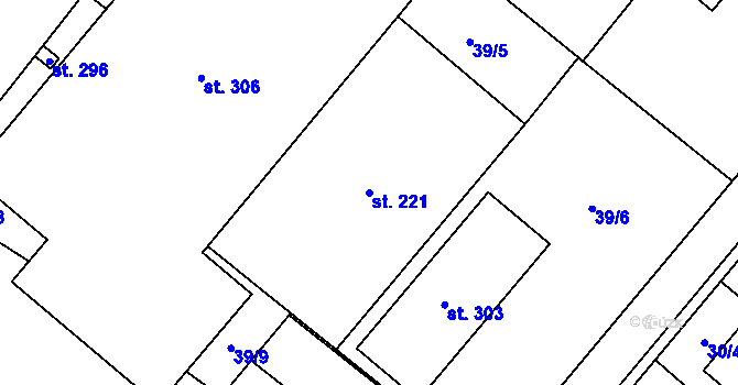 Parcela st. 221 v KÚ Bělidla, Katastrální mapa