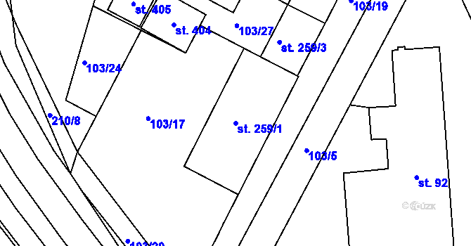 Parcela st. 259/1 v KÚ Bělidla, Katastrální mapa