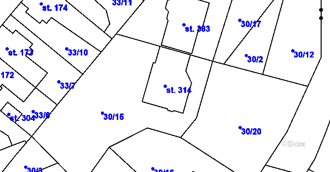 Parcela st. 314 v KÚ Bělidla, Katastrální mapa