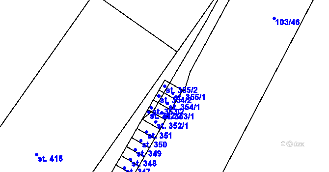 Parcela st. 355/2 v KÚ Bělidla, Katastrální mapa