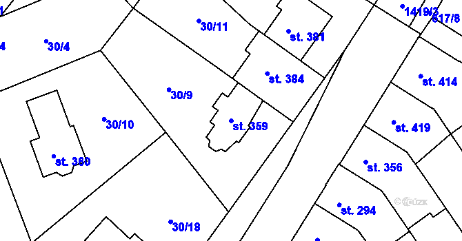 Parcela st. 359 v KÚ Bělidla, Katastrální mapa