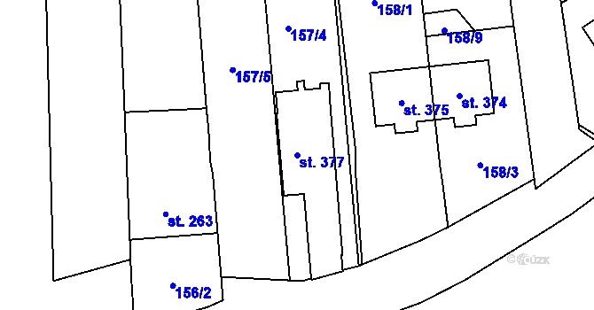 Parcela st. 377 v KÚ Bělidla, Katastrální mapa