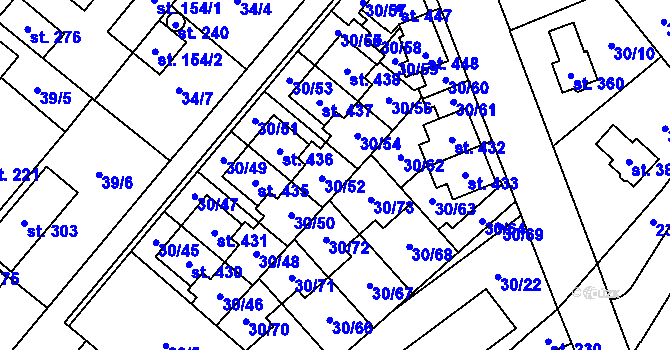 Parcela st. 30/5 v KÚ Bělidla, Katastrální mapa