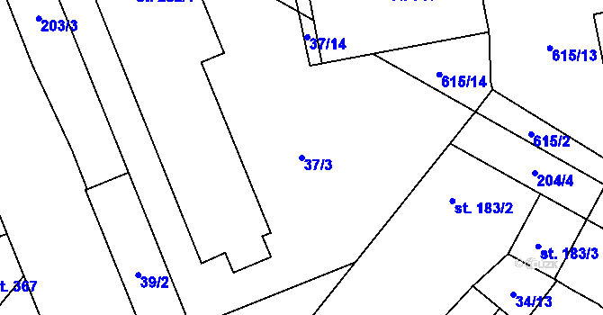 Parcela st. 37/3 v KÚ Bělidla, Katastrální mapa