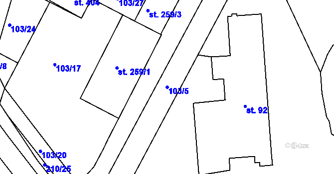 Parcela st. 103/5 v KÚ Bělidla, Katastrální mapa