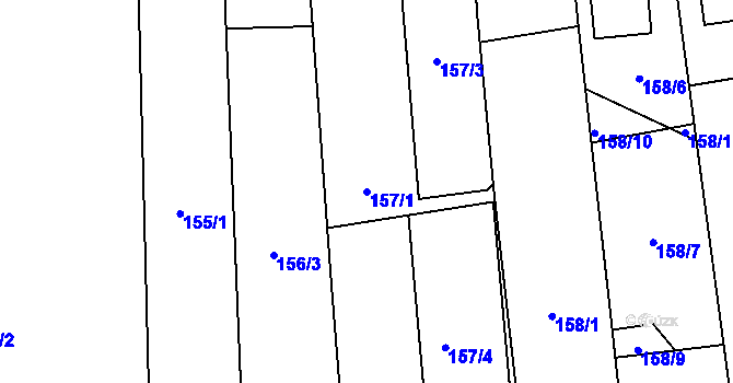 Parcela st. 157/1 v KÚ Bělidla, Katastrální mapa