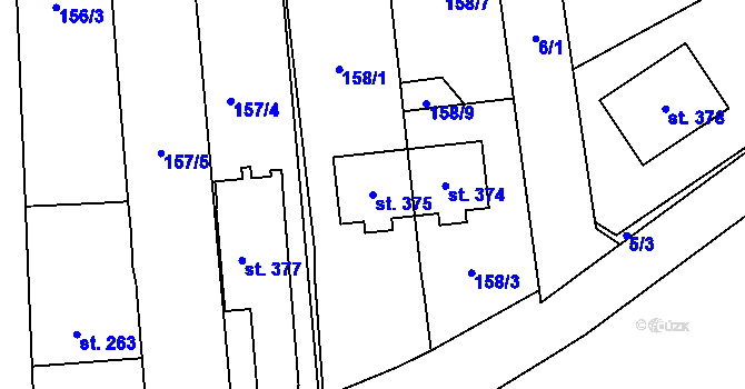 Parcela st. 375 v KÚ Bělidla, Katastrální mapa