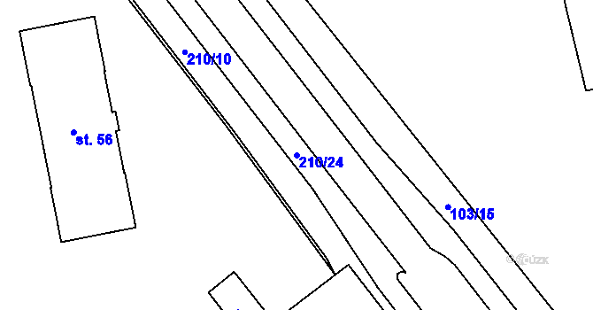 Parcela st. 210/24 v KÚ Bělidla, Katastrální mapa