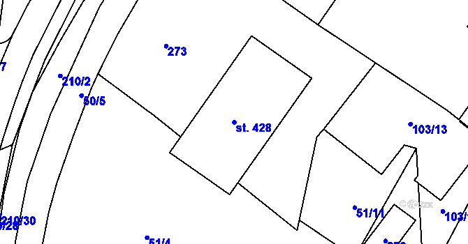 Parcela st. 428 v KÚ Bělidla, Katastrální mapa