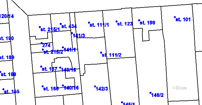 Parcela st. 111/2 v KÚ Bělidla, Katastrální mapa