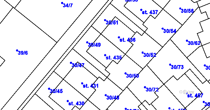 Parcela st. 435 v KÚ Bělidla, Katastrální mapa