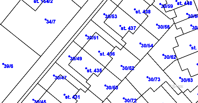 Parcela st. 436 v KÚ Bělidla, Katastrální mapa