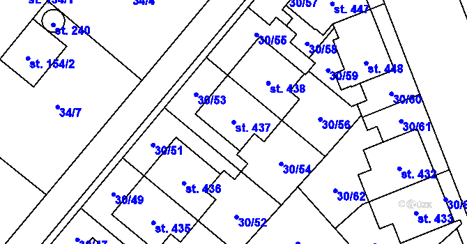 Parcela st. 437 v KÚ Bělidla, Katastrální mapa