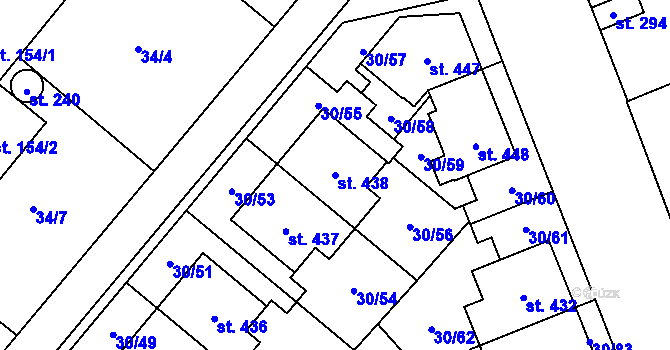 Parcela st. 438 v KÚ Bělidla, Katastrální mapa