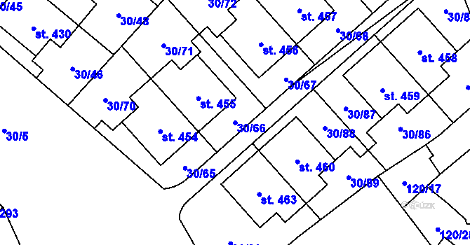 Parcela st. 30/66 v KÚ Bělidla, Katastrální mapa