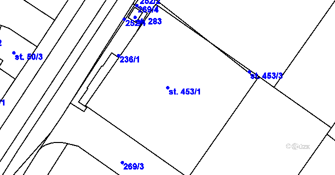 Parcela st. 453/1 v KÚ Bělidla, Katastrální mapa