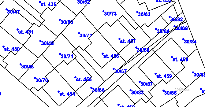 Parcela st. 456 v KÚ Bělidla, Katastrální mapa