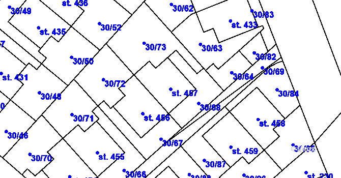 Parcela st. 457 v KÚ Bělidla, Katastrální mapa