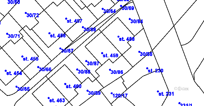 Parcela st. 459 v KÚ Bělidla, Katastrální mapa