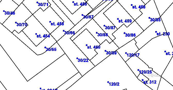 Parcela st. 460 v KÚ Bělidla, Katastrální mapa