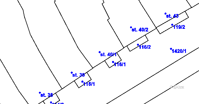 Parcela st. 40/1 v KÚ Chválkovice, Katastrální mapa