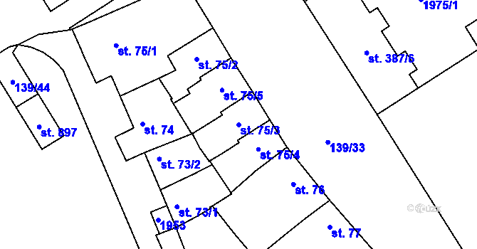 Parcela st. 75/3 v KÚ Chválkovice, Katastrální mapa