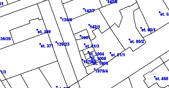 Parcela st. 81/3 v KÚ Chválkovice, Katastrální mapa
