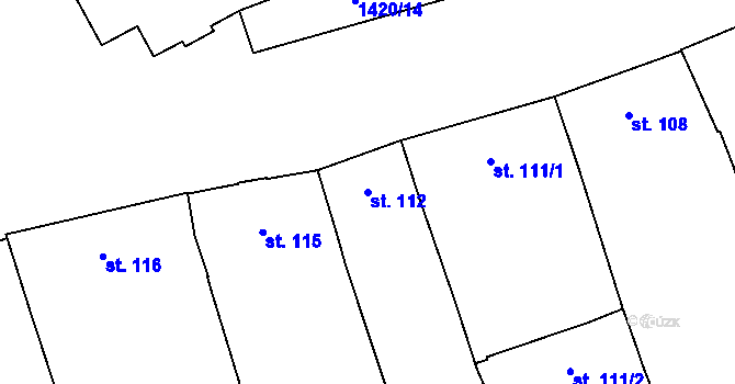 Parcela st. 112 v KÚ Chválkovice, Katastrální mapa
