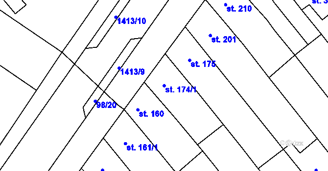 Parcela st. 174/1 v KÚ Chválkovice, Katastrální mapa