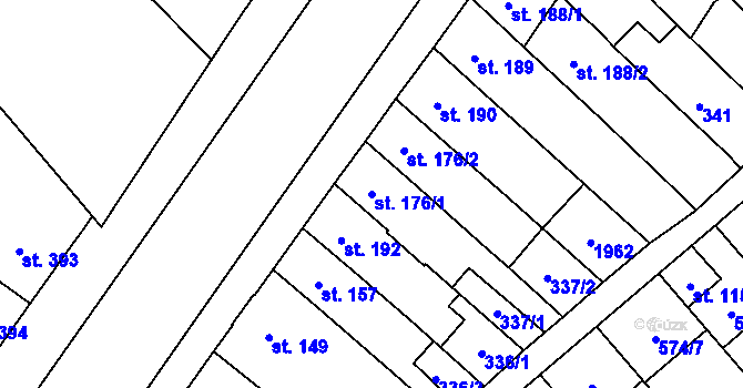 Parcela st. 176/1 v KÚ Chválkovice, Katastrální mapa