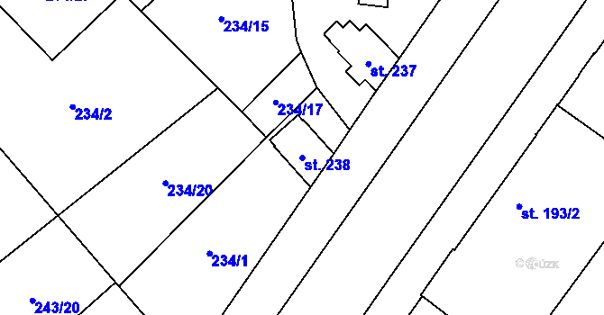 Parcela st. 238 v KÚ Chválkovice, Katastrální mapa
