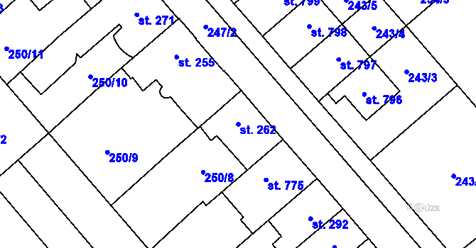 Parcela st. 262 v KÚ Chválkovice, Katastrální mapa