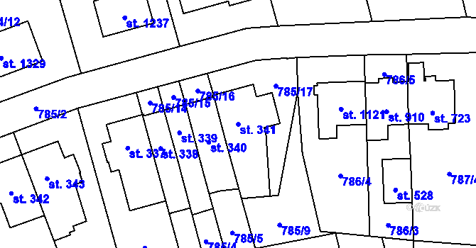 Parcela st. 341 v KÚ Chválkovice, Katastrální mapa