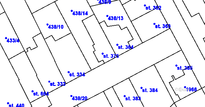 Parcela st. 375 v KÚ Chválkovice, Katastrální mapa