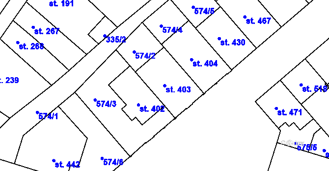Parcela st. 403 v KÚ Chválkovice, Katastrální mapa