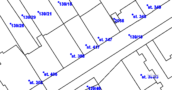 Parcela st. 417 v KÚ Chválkovice, Katastrální mapa