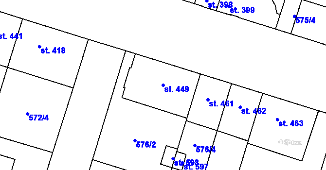Parcela st. 449 v KÚ Chválkovice, Katastrální mapa