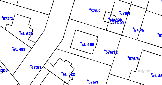 Parcela st. 460 v KÚ Chválkovice, Katastrální mapa