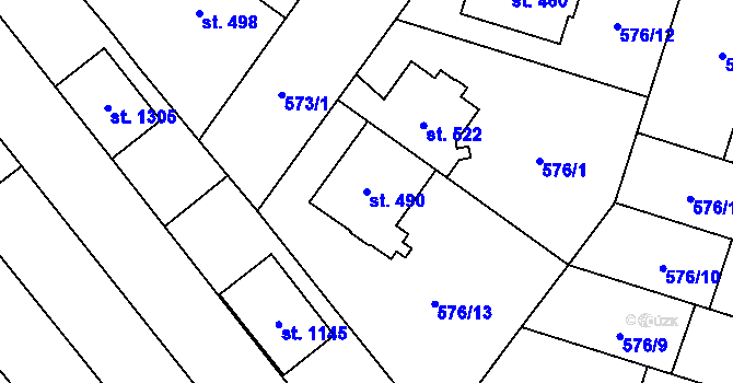 Parcela st. 490 v KÚ Chválkovice, Katastrální mapa