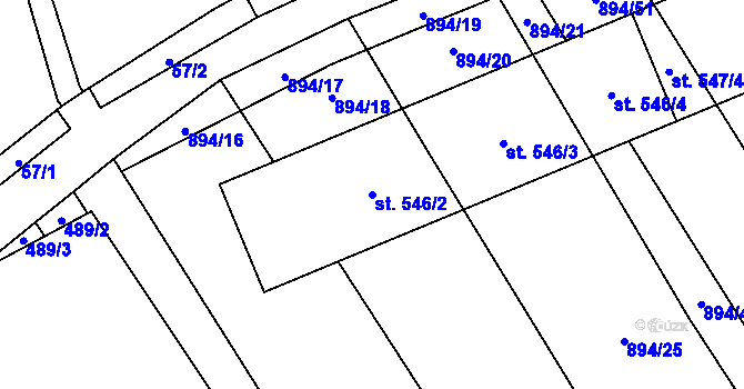Parcela st. 546/2 v KÚ Chválkovice, Katastrální mapa