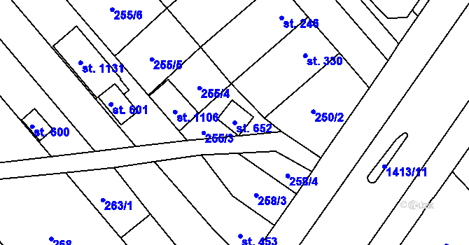 Parcela st. 652 v KÚ Chválkovice, Katastrální mapa
