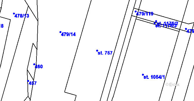 Parcela st. 757 v KÚ Chválkovice, Katastrální mapa