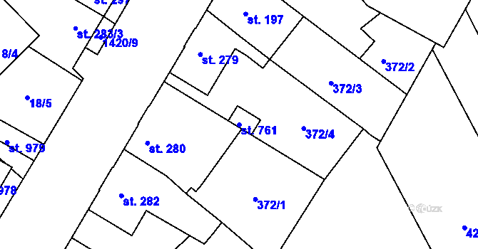 Parcela st. 761 v KÚ Chválkovice, Katastrální mapa