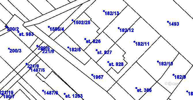 Parcela st. 827 v KÚ Chválkovice, Katastrální mapa