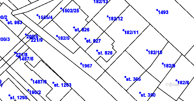 Parcela st. 828 v KÚ Chválkovice, Katastrální mapa