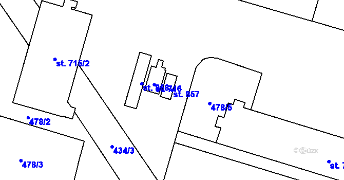 Parcela st. 857 v KÚ Chválkovice, Katastrální mapa